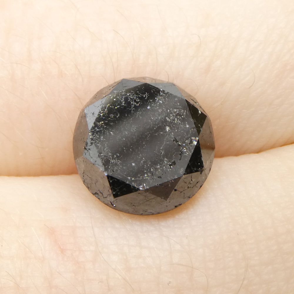 SkyJems 5.15ct Round Brilliant Black Diamond, premium Canadian fancy black diamond, rare collector's gemstone