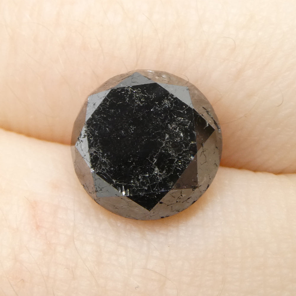 SkyJems 5.15ct Round Brilliant Black Diamond, premium Canadian fancy black diamond, elegant single stone gem