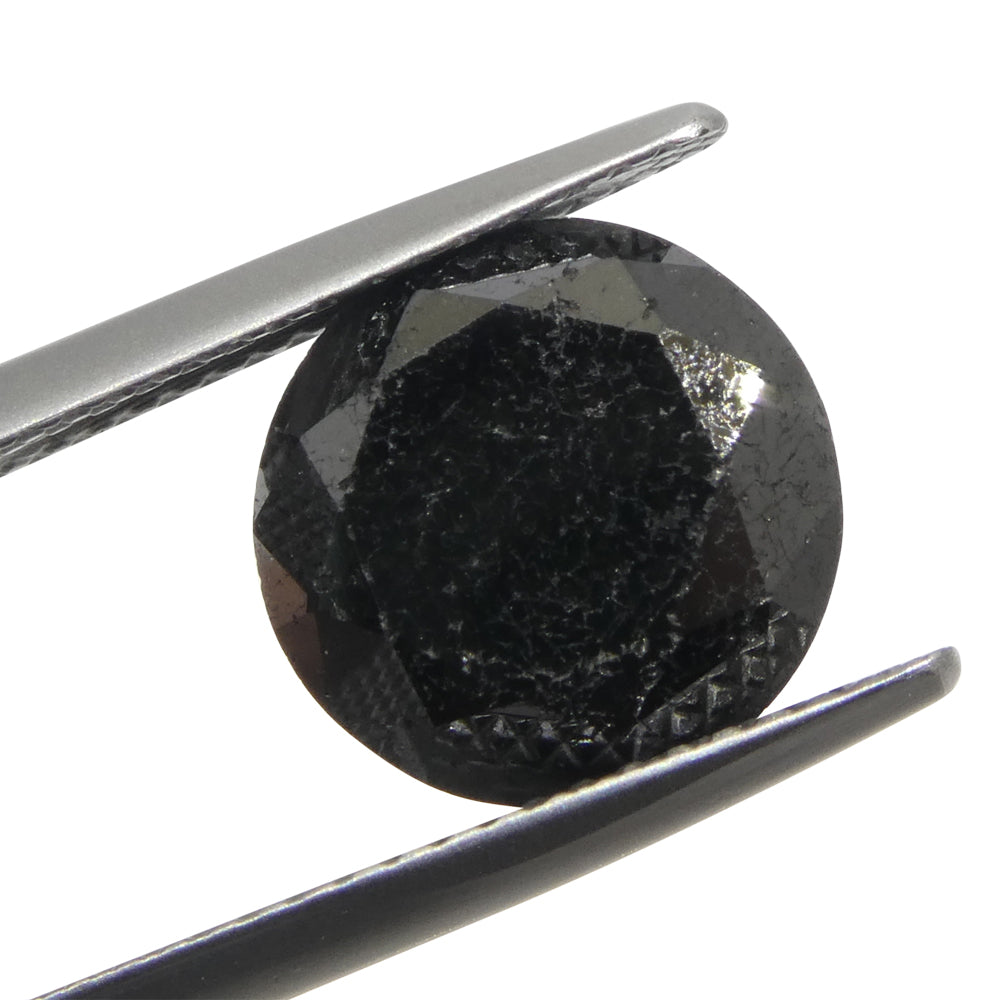 5.63ct Round Brilliant Black Diamond from SkyJems, premium Canadian fancy black diamond single stone, classic cut and deep co