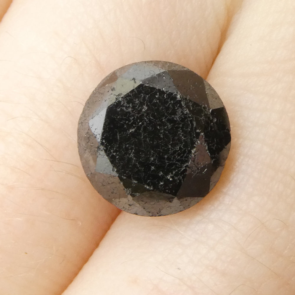 5.63ct Black Round Brilliant Diamond from SkyJems, premium Canadian fancy black single stone with exceptional cut and clarity