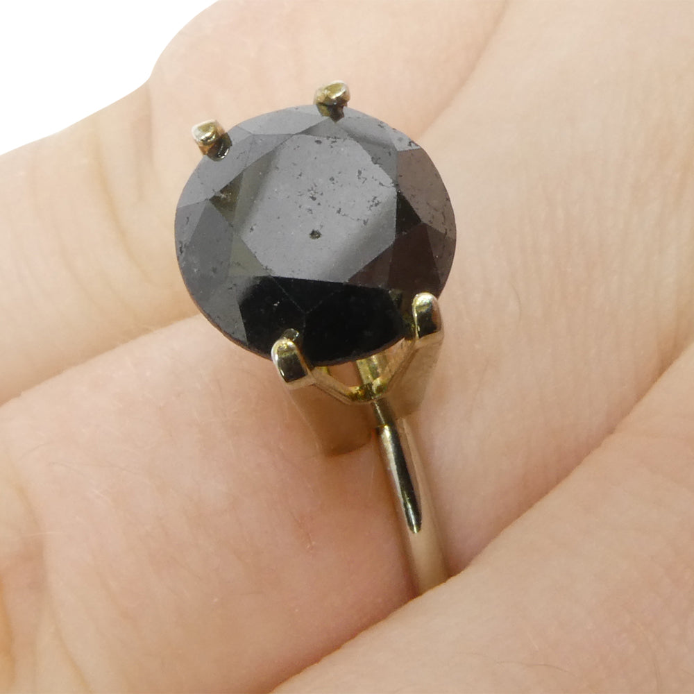 4.21ct Round Brilliant Black Diamond from SkyJems, premium Canadian fancy black diamond in classic round cut