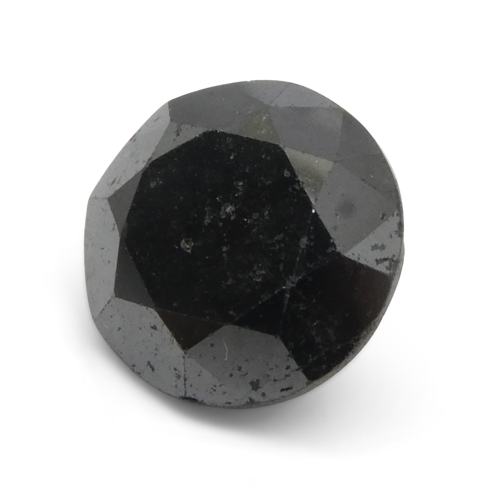 4.21ct Round Brilliant Black Diamond from SkyJems, premium Canadian fancy black diamond single stone, classic gem cut