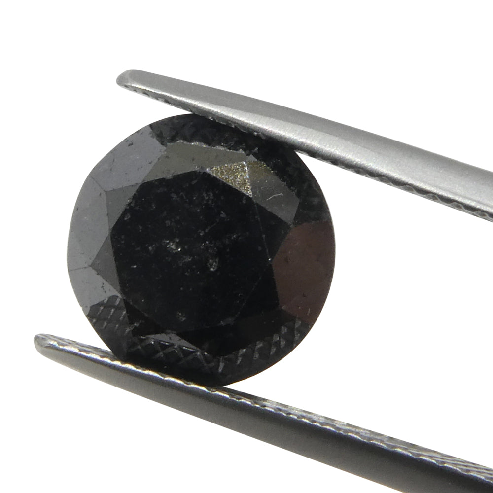 4.21ct Round Brilliant Black Diamond from SkyJems, premium Canadian fancy black diamond in classic round cut