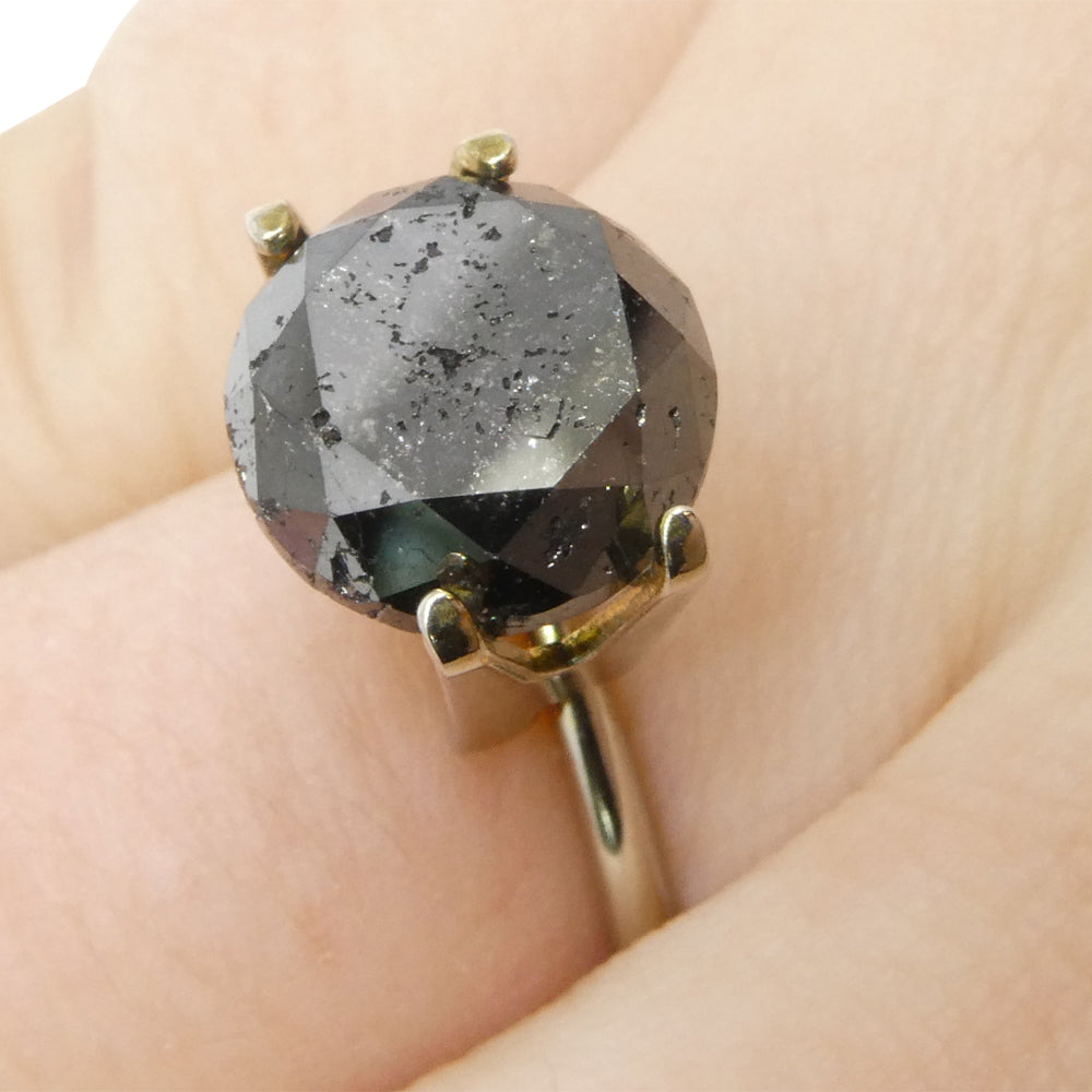 5.1 carat round brilliant black diamond, rare Canadian fancy gem from SkyJems premium loose stone collection
