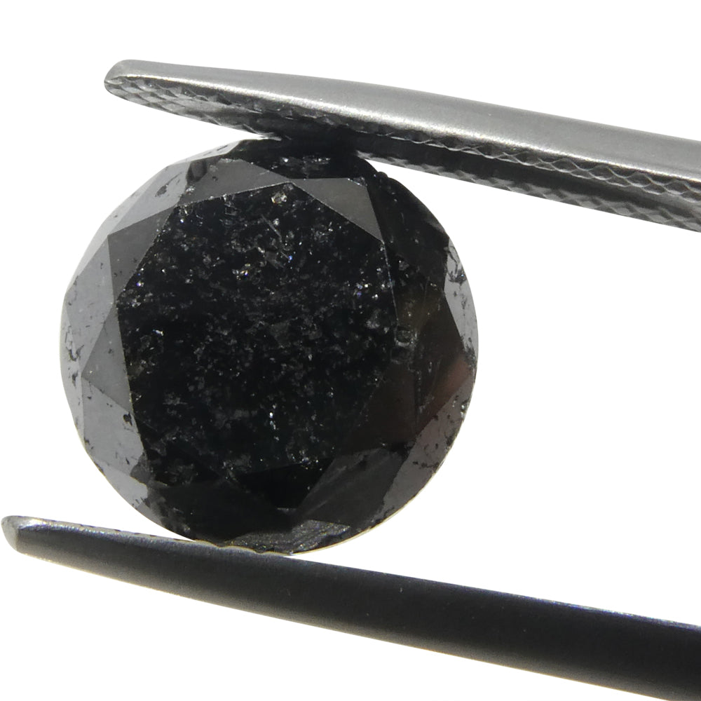 5.1 carat round brilliant black diamond from SkyJems, premium Canadian fancy colored gemstone with exceptional cut and deep n