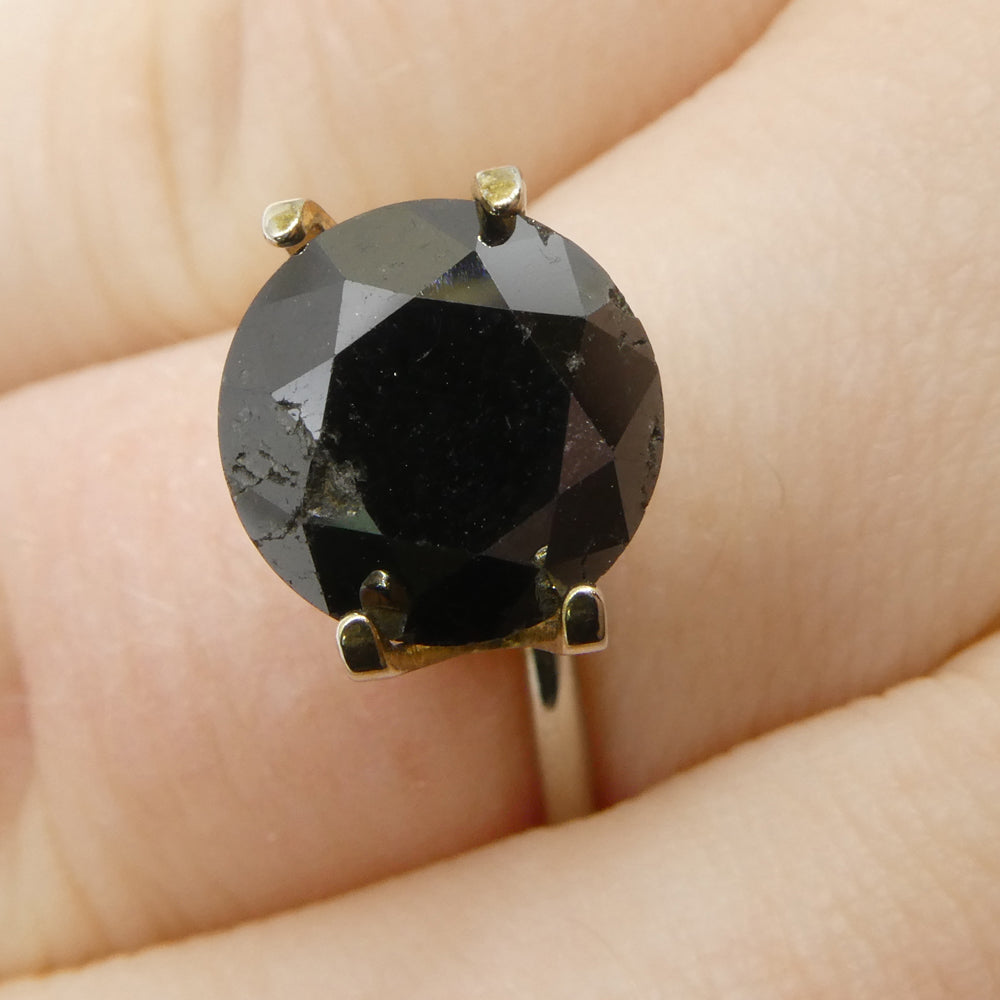 4.37ct Round Brilliant Black Diamond from SkyJems, premium Canadian fancy black diamond single stone