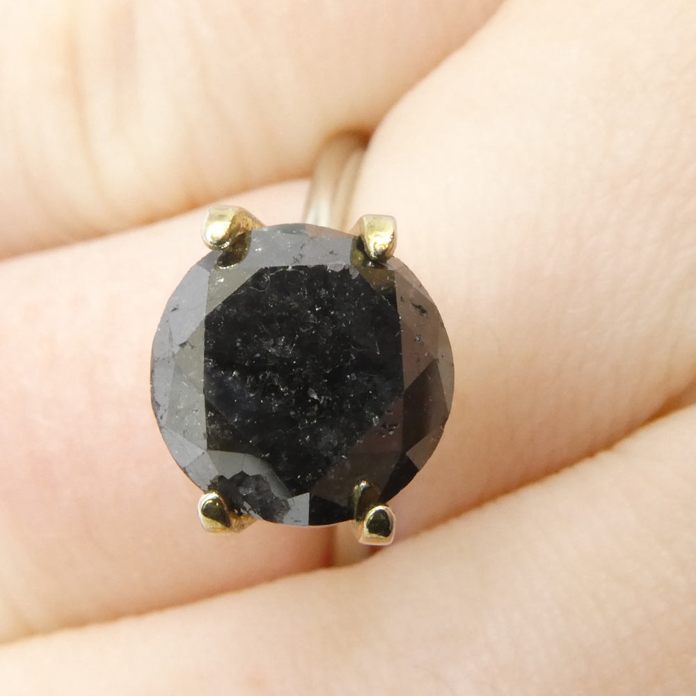 3.83ct Black Round Brilliant Diamond from SkyJems, premium Canadian fancy black single stone gem