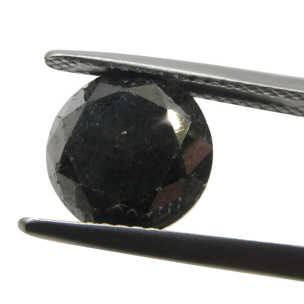 4.3ct Round Brilliant Black Diamond from SkyJems, premium Canadian fancy black diamond in classic round cut