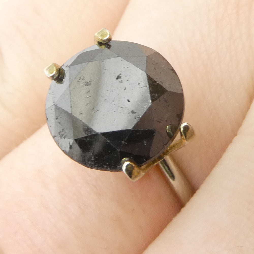 3.79ct Black Round Brilliant Diamond from SkyJems, premium Canadian fancy black single stone for fine jewelry