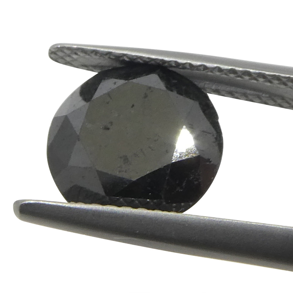 3.79ct Round Brilliant Black Diamond from SkyJems, premium Canadian fancy black diamond single stone in classic round cut