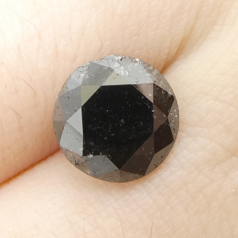 3.7ct Black Round Brilliant Diamond from SkyJems, premium Canadian fancy black single stone gem