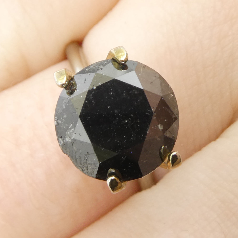 3.7ct Round Brilliant Black Diamond from SkyJems, premium Canadian fancy black diamond single stone