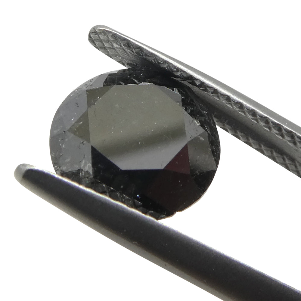 3.7ct Round Brilliant Black Diamond from SkyJems, premium Canadian fancy black diamond single stone, classic cut