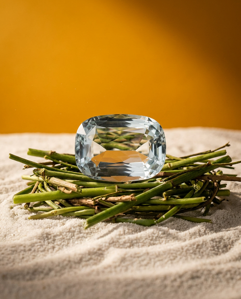 15.84ct Brazilian Greenish Blue Cushion Aquamarine, GIA Certified Natural Beryl from SkyJems Gemstones Canada