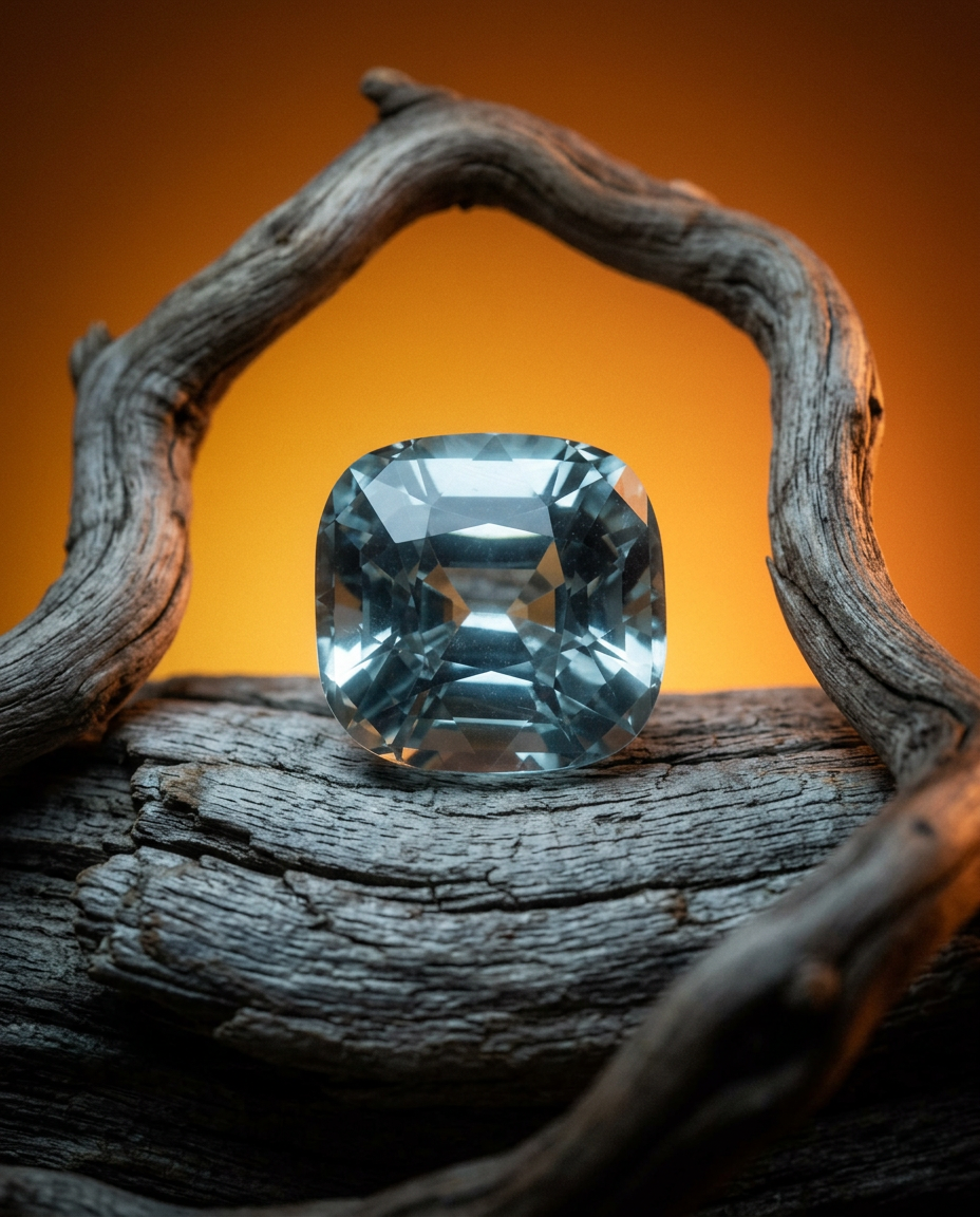 30.48ct cushion cut greenish blue aquamarine, unheated GIA certified — Skyjems
