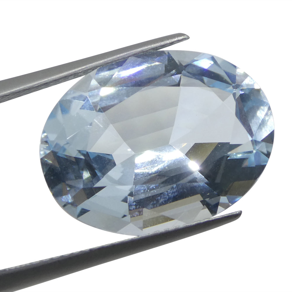 11.16ct Oval Blue Aquamarine GIA Certified Brazil Unheated - Skyjems Wholesale Gemstones