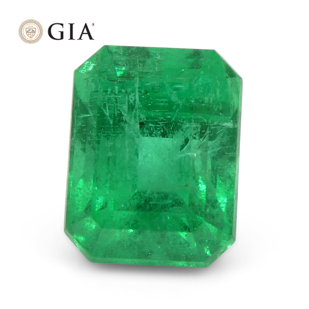 1.76ct Octagonal/Emerald Cut Green Emerald GIA Certified Russia - Skyjems Wholesale Gemstones
