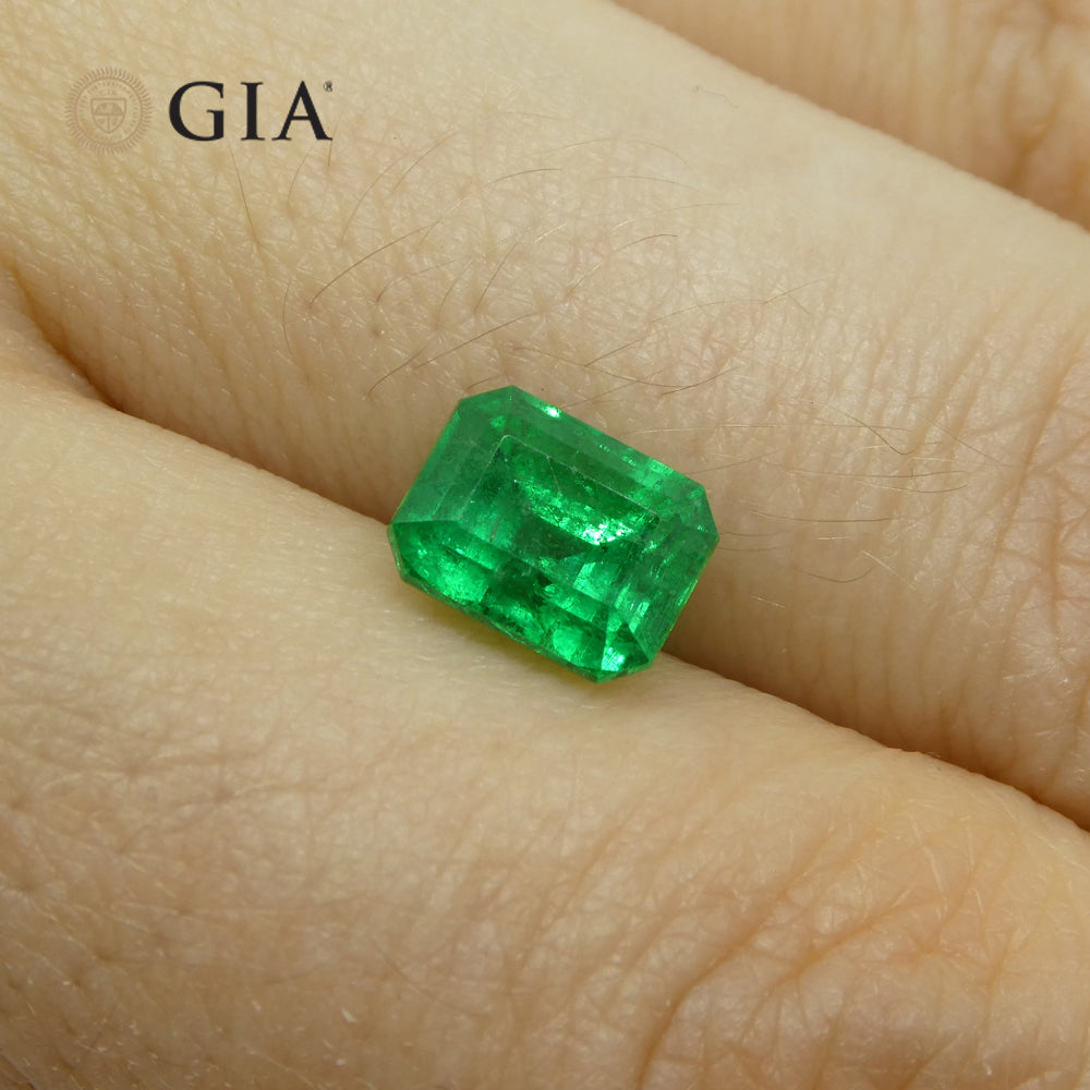 1.76ct Octagonal/Emerald Cut Green Emerald GIA Certified Russia - Skyjems Wholesale Gemstones