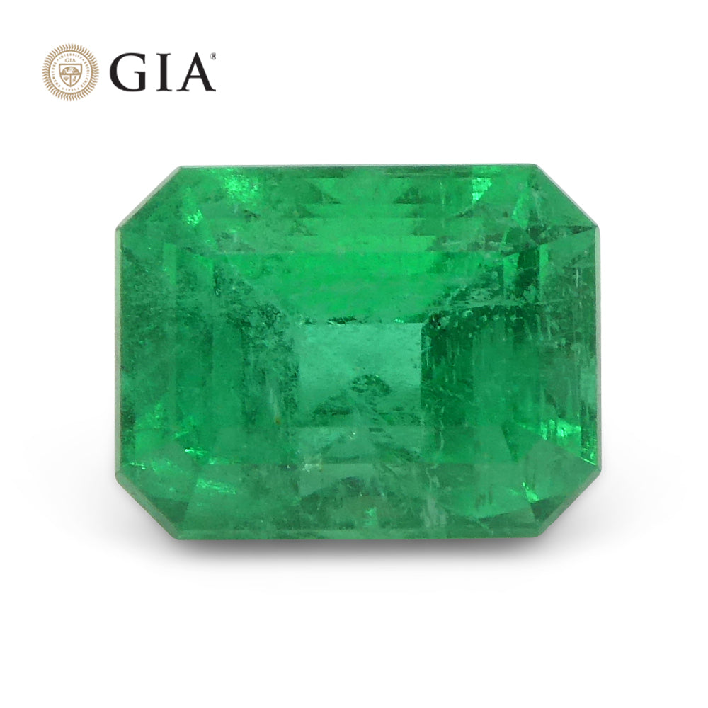 1.76ct Octagonal/Emerald Cut Green Emerald GIA Certified Russia - Skyjems Wholesale Gemstones