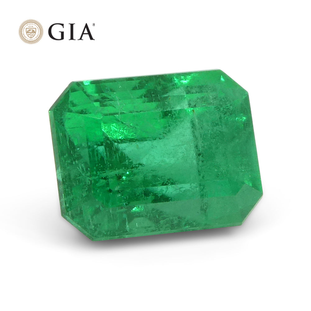 1.76ct Octagonal/Emerald Cut Green Emerald GIA Certified Russia - Skyjems Wholesale Gemstones