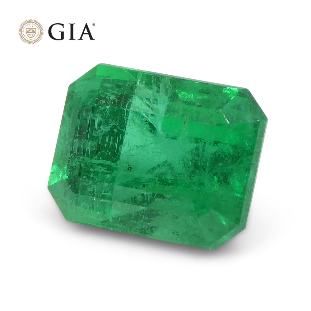 1.76ct Octagonal/Emerald Cut Green Emerald GIA Certified Russia - Skyjems Wholesale Gemstones