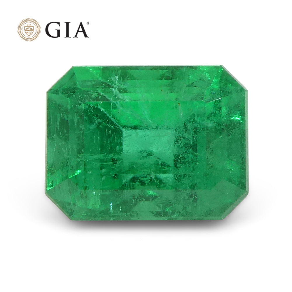 1.76ct Octagonal/Emerald Cut Green Emerald GIA Certified Russia - Skyjems Wholesale Gemstones
