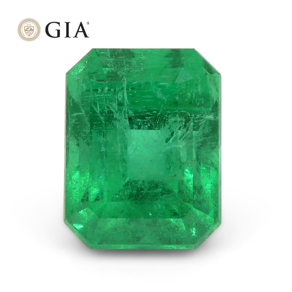 1.76ct Octagonal/Emerald Cut Green Emerald GIA Certified Russia - Skyjems Wholesale Gemstones
