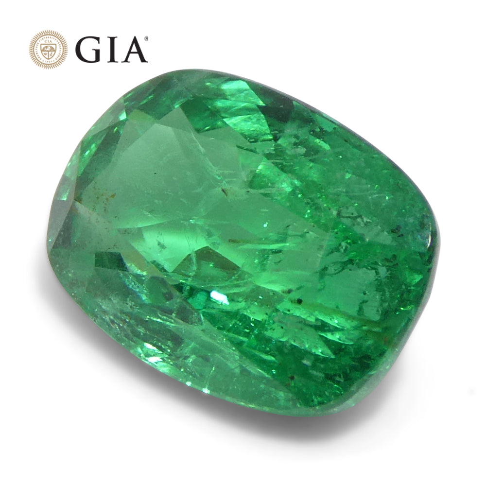 2.03ct Cushion Green Emerald from Zambia, GIA Certified Natural Beryl by SkyJems, premium Canadian gemstone specialists
