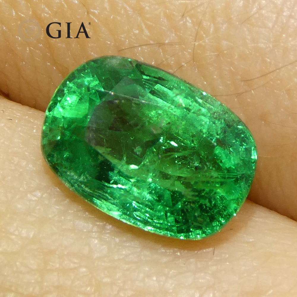2.03ct Cushion Green Emerald from Zambia, GIA Certified Natural Beryl by SkyJems, premium Canadian gemstone specialists