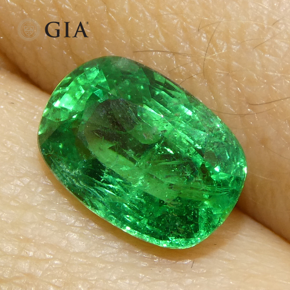 2.03ct Cushion Green Emerald from Zambia, GIA Certified Natural Beryl by SkyJems, premium Canadian gemstone specialists