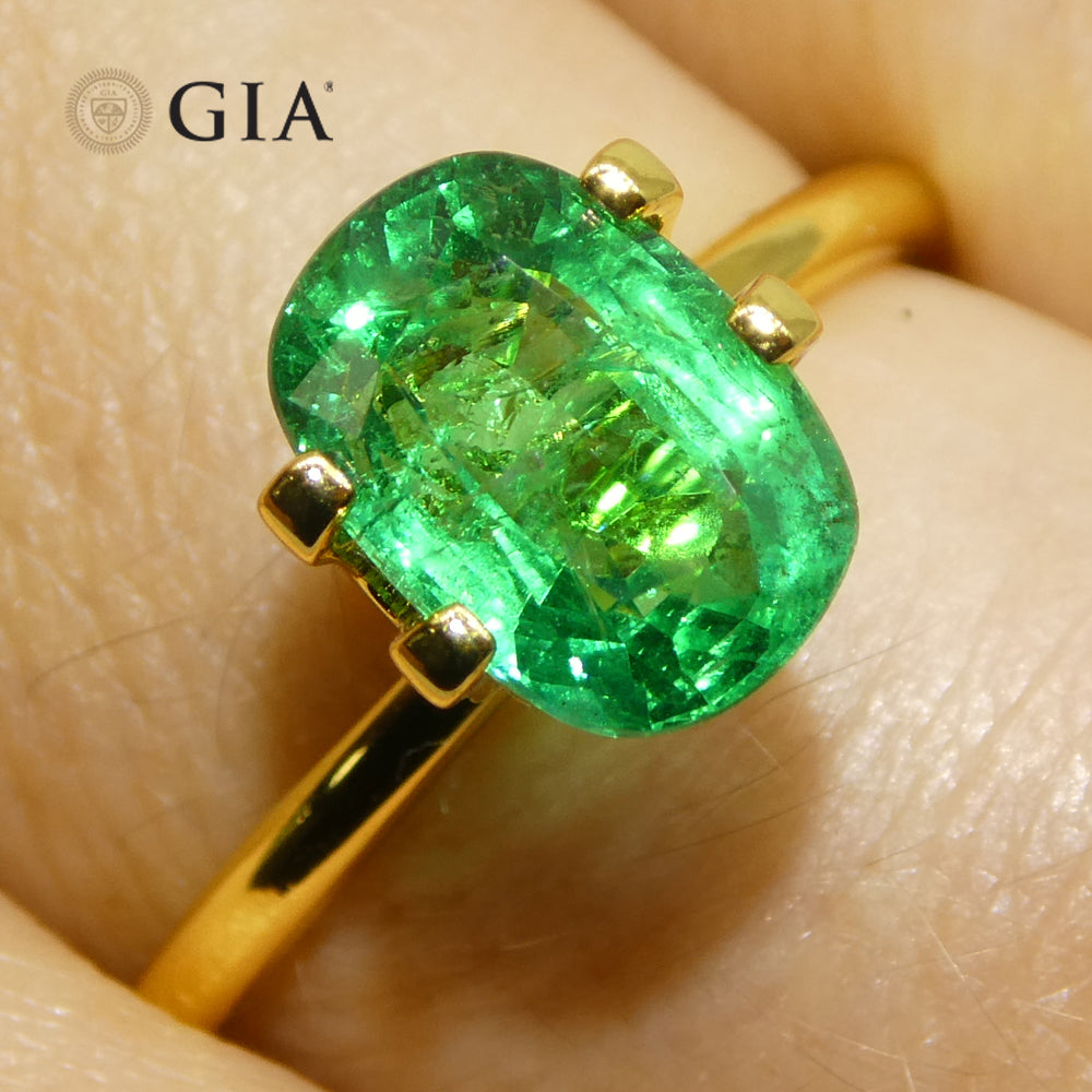 2.03ct Cushion Green Emerald from Zambia, GIA Certified Natural Beryl by SkyJems, premium Canadian gemstone specialists