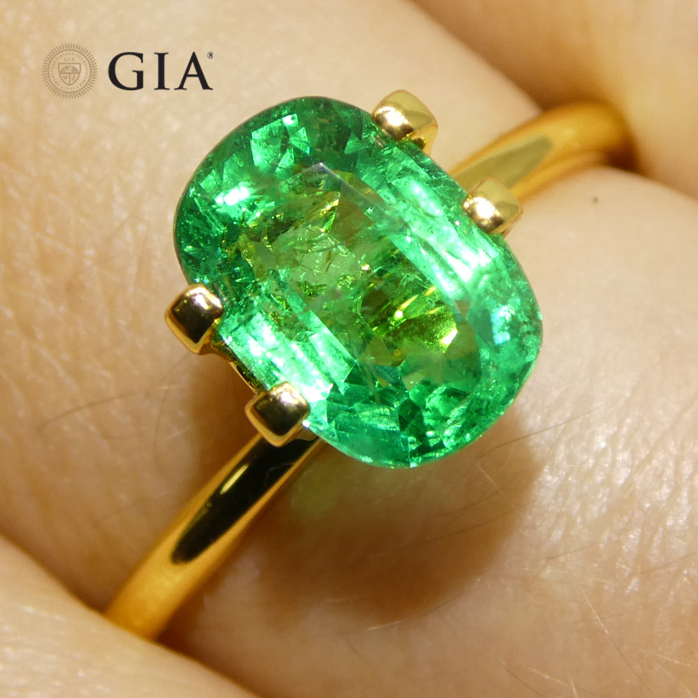 2.03ct Cushion Green Emerald from Zambia, GIA Certified Natural Beryl by SkyJems, premium Canadian gemstone specialists