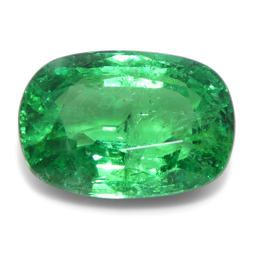 2.03ct Cushion Green Emerald from Zambia, GIA Certified Natural Beryl Gemstone by SkyJems Canadian Gem Experts