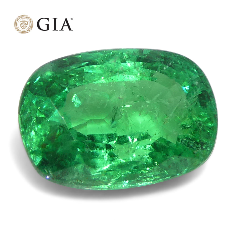 2.03ct Cushion Green Emerald from Zambia, GIA Certified Natural Beryl by SkyJems, premium Canadian gemstone specialists