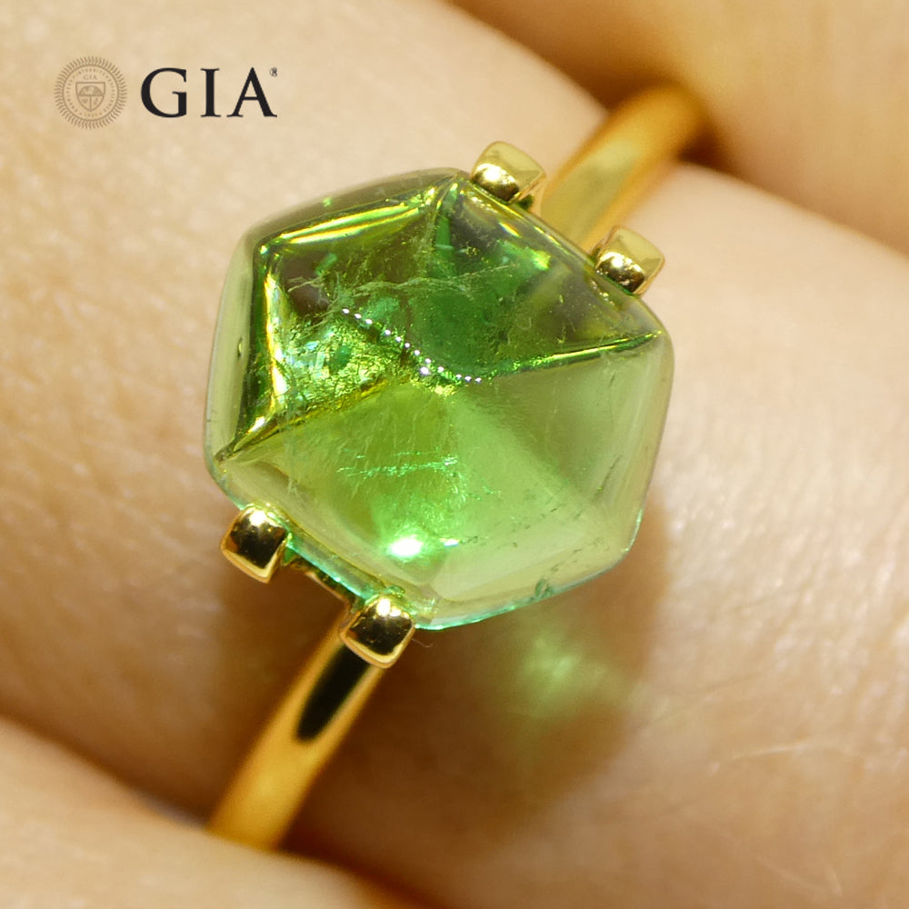 2.85ct Hexagonal Cabochon Green Emerald GIA Certified Colombia - Skyjems Wholesale Gemstones