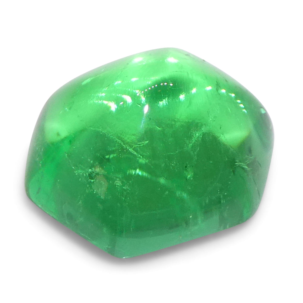 2.85ct Hexagonal Cabochon Green Emerald GIA Certified Colombia - Skyjems Wholesale Gemstones
