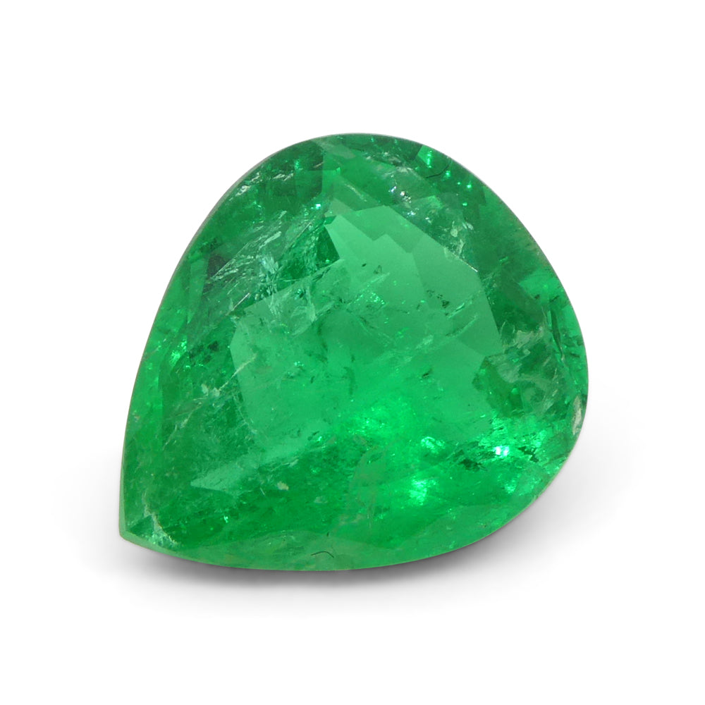 2.86ct Colombian Pear Vivid Green Emerald, GIA Certified Natural Beryl from SkyJems Gemstones Canada