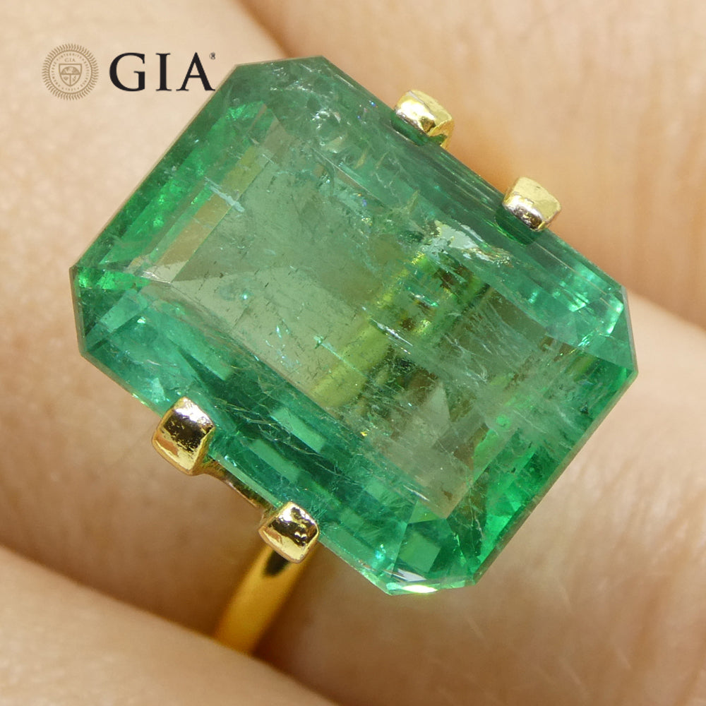 9ct Octagonal/Emerald Cut Green Emerald GIA Certified Zambia (F2) - Skyjems Wholesale Gemstones