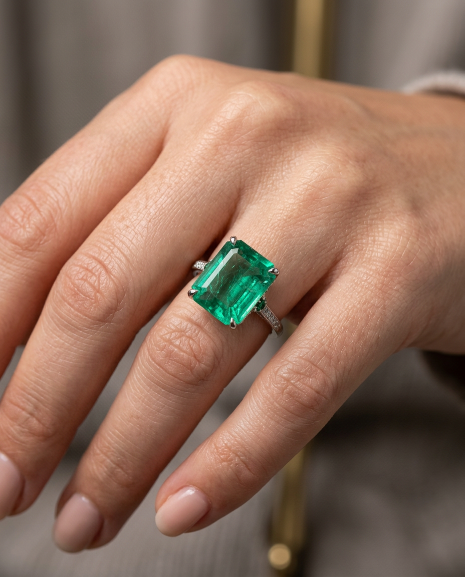 9ct Zambian emerald, octagonal cut, vivid green, eye clean, GIA certified — Skyjems