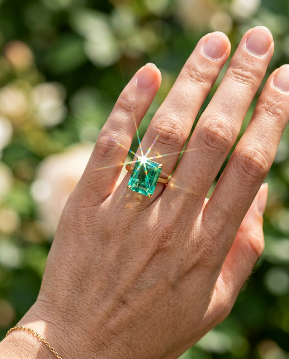9ct GIA certified Zambian emerald, octagonal cut, vivid green, eye clean — Skyjems