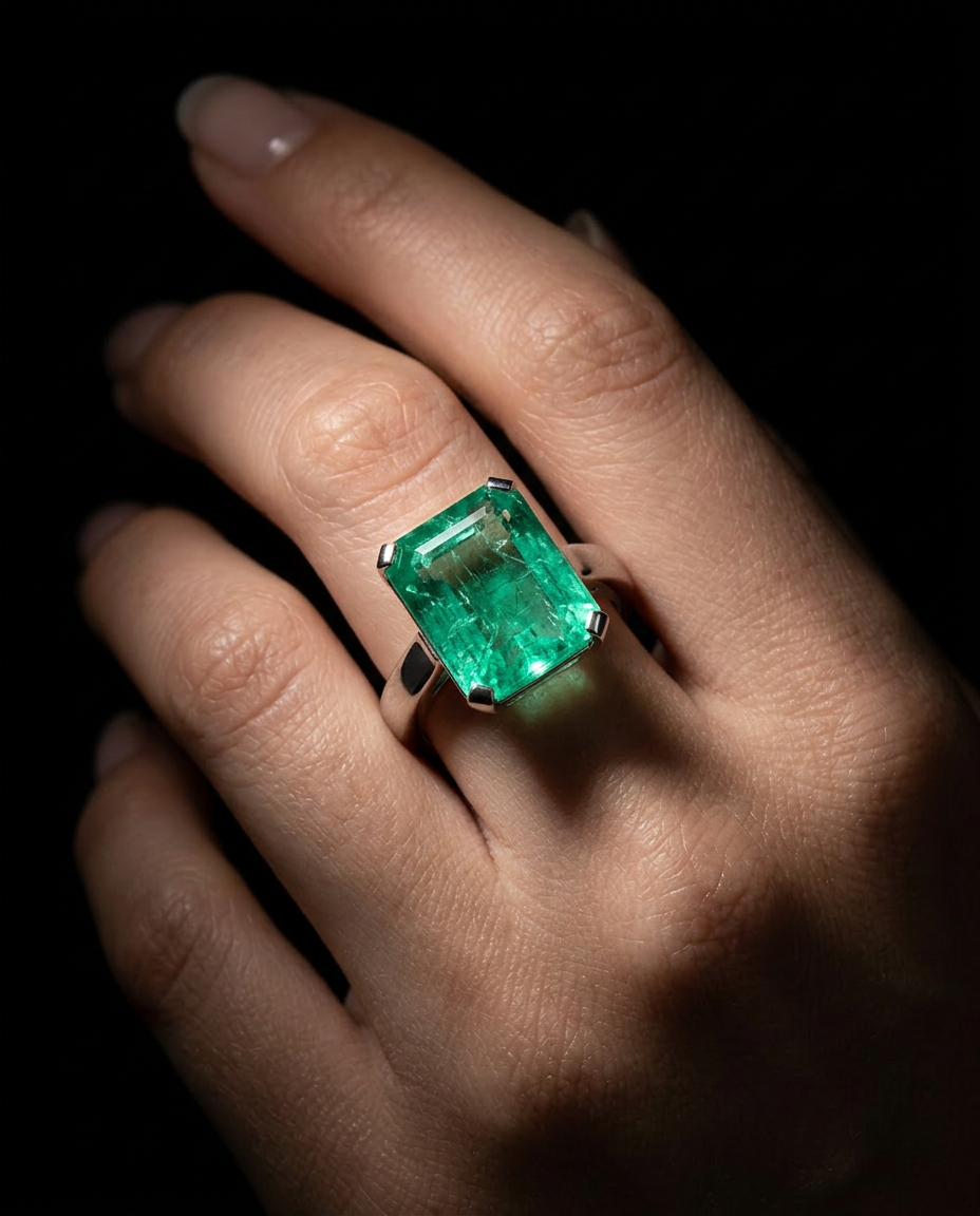 9ct Zambian emerald octagonal cut, vivid green, eye clean, GIA certified — Skyjems