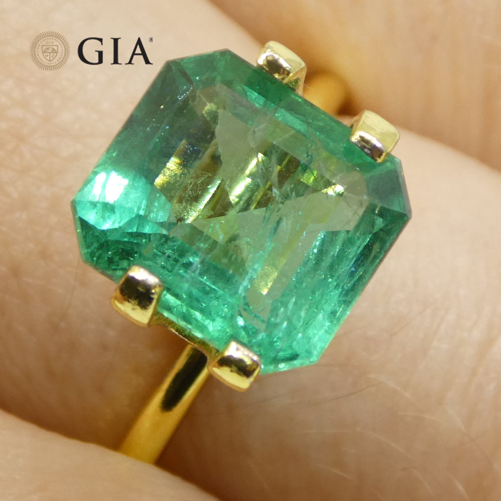 3.41ct Octagonal/Emerald Cut Green Emerald GIA Certified Zambia (F2) - Skyjems Wholesale Gemstones
