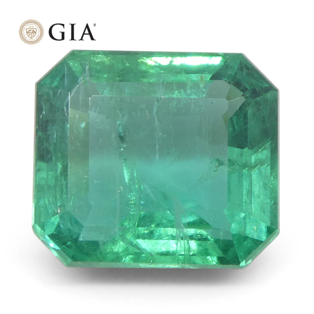 3.41ct Octagonal/Emerald Cut Green Emerald GIA Certified Zambia (F2) - Skyjems Wholesale Gemstones