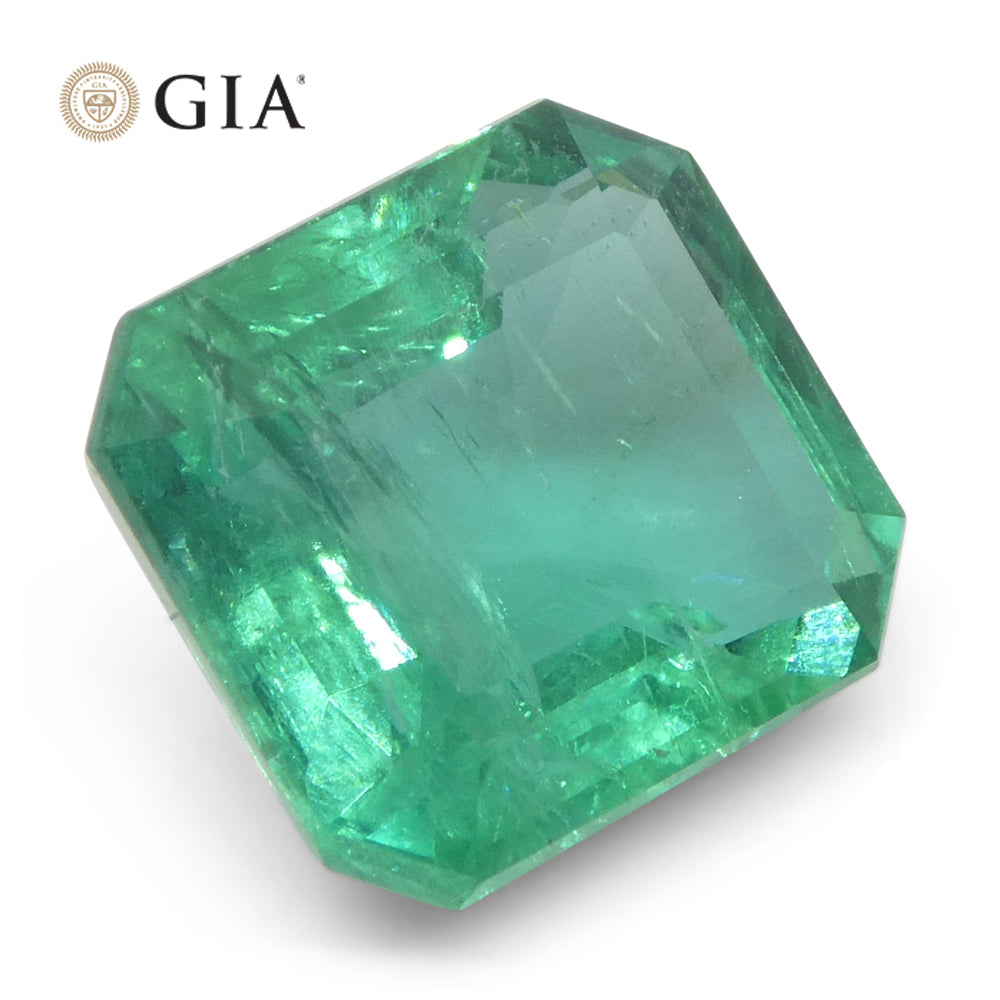 3.41ct Octagonal/Emerald Cut Green Emerald GIA Certified Zambia (F2) - Skyjems Wholesale Gemstones