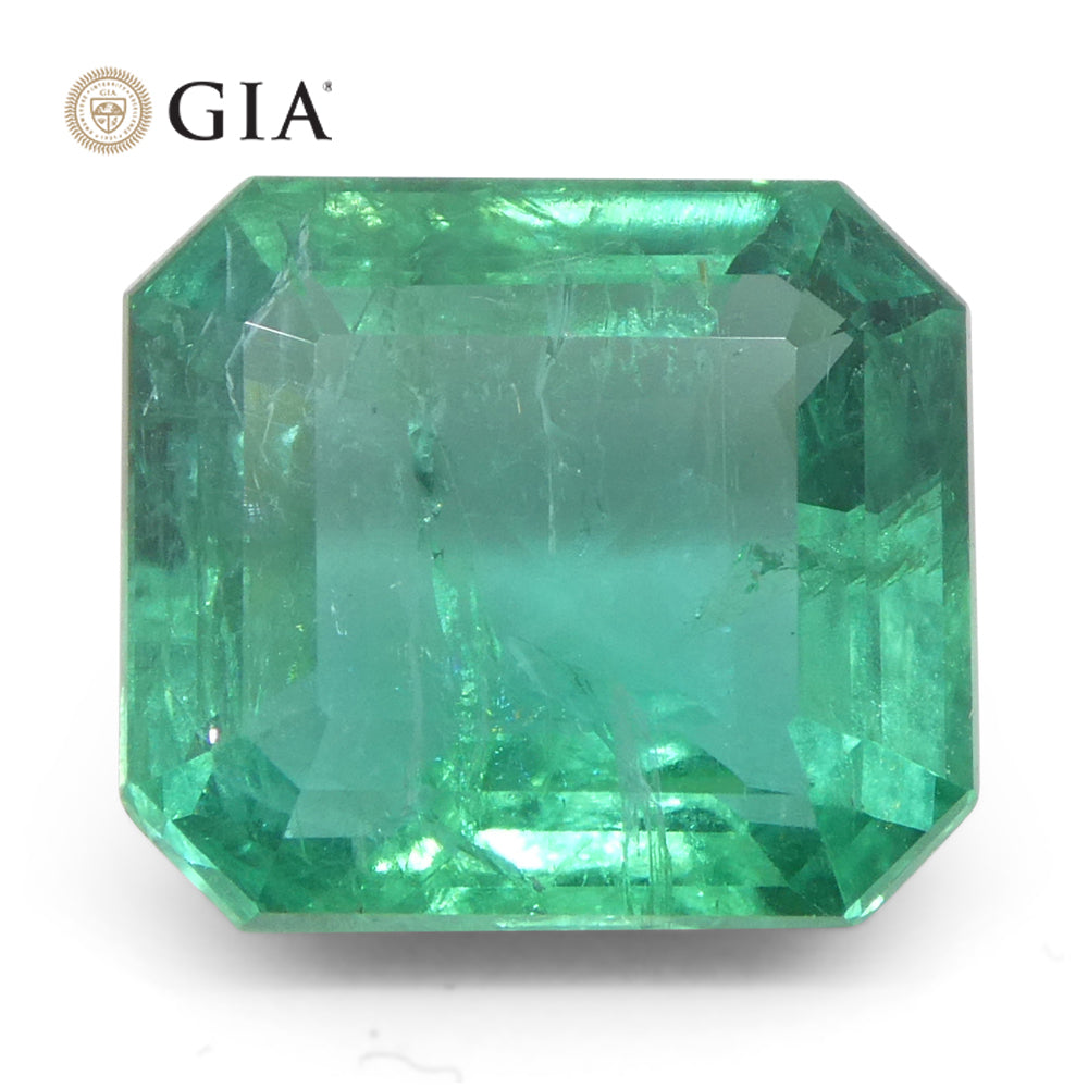 3.41ct Octagonal/Emerald Cut Green Emerald GIA Certified Zambia (F2) - Skyjems Wholesale Gemstones