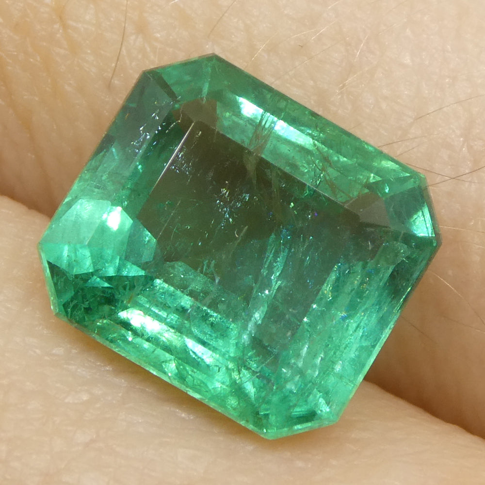 3.41ct Octagonal/Emerald Cut Green Emerald GIA Certified Zambia (F2) - Skyjems Wholesale Gemstones
