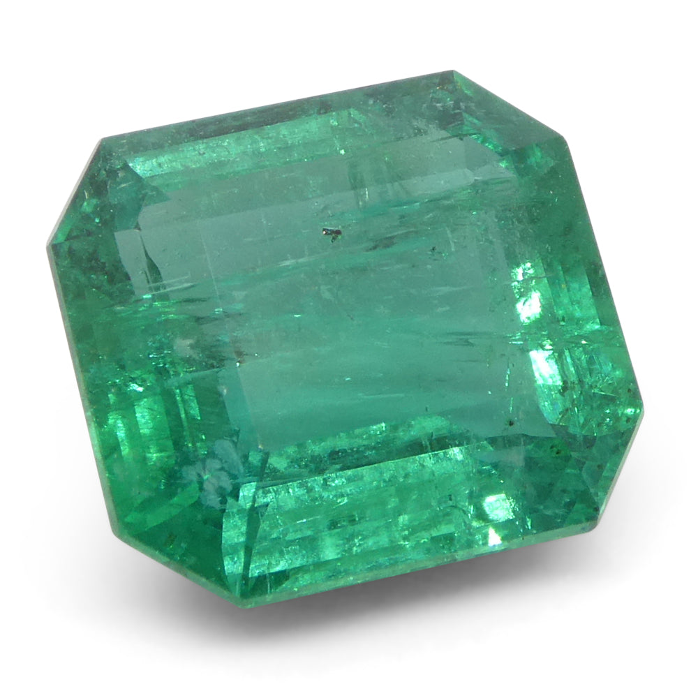 3.84ct Octagonal/Emerald Cut Green Emerald GIA Certified Zambia (F2) - Skyjems Wholesale Gemstones