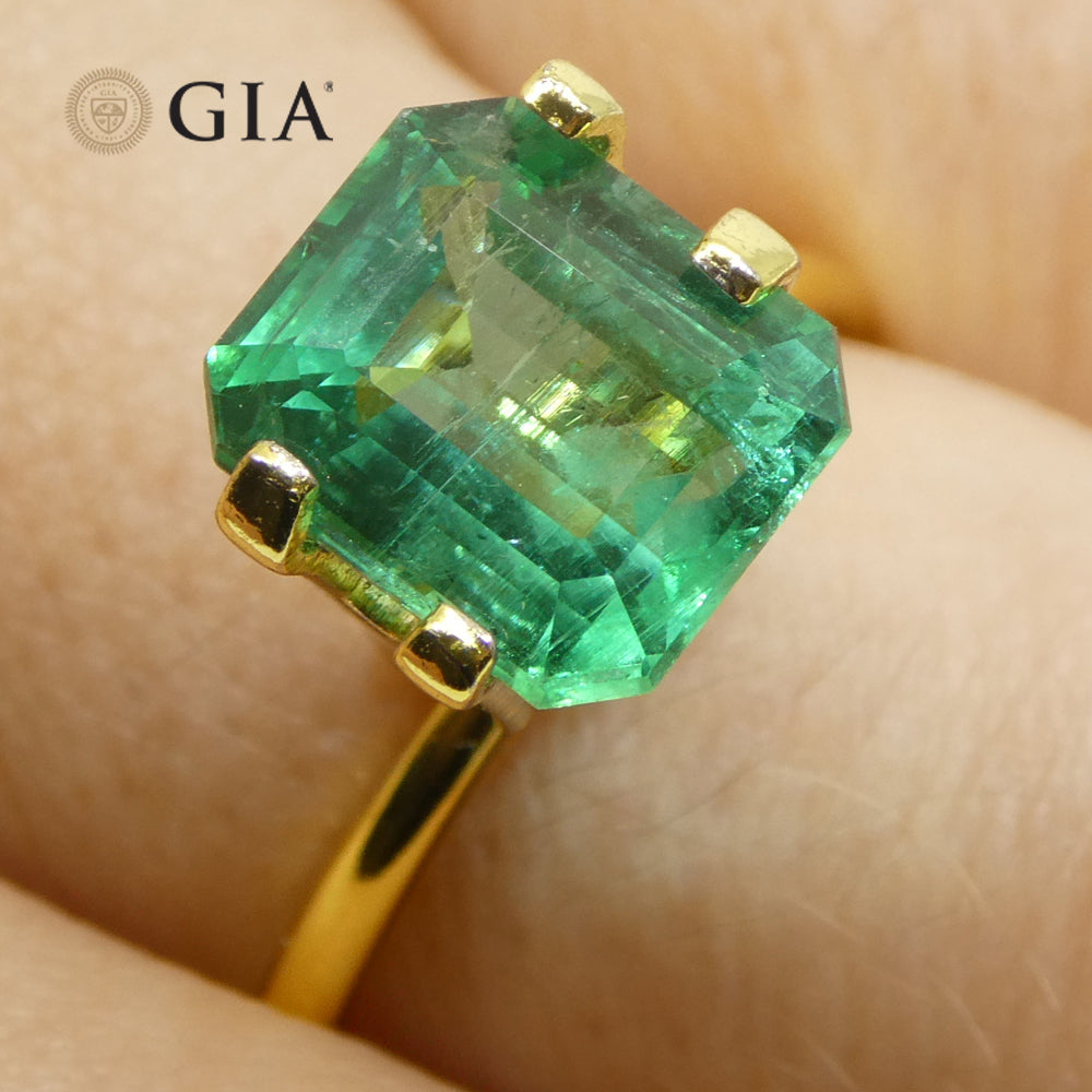3.15ct Octagonal/Emerald Cut Green Emerald GIA Certified Zambia (F2) - Skyjems Wholesale Gemstones