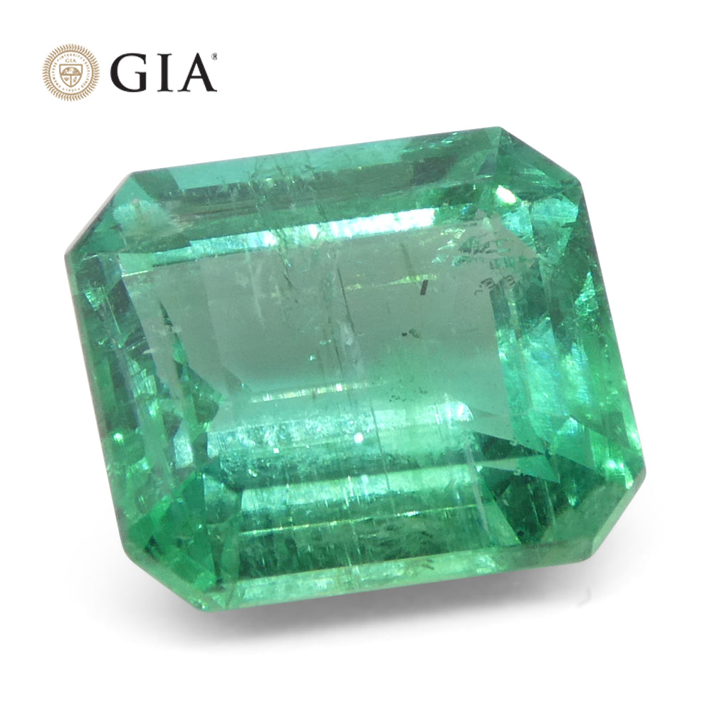 3.15ct Octagonal/Emerald Cut Green Emerald GIA Certified Zambia (F2) - Skyjems Wholesale Gemstones