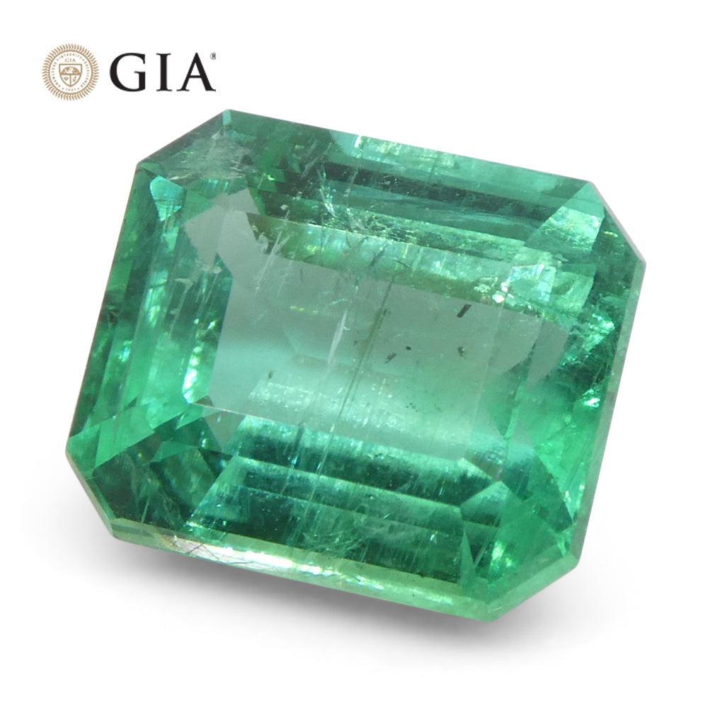 3.15ct Octagonal/Emerald Cut Green Emerald GIA Certified Zambia (F2) - Skyjems Wholesale Gemstones